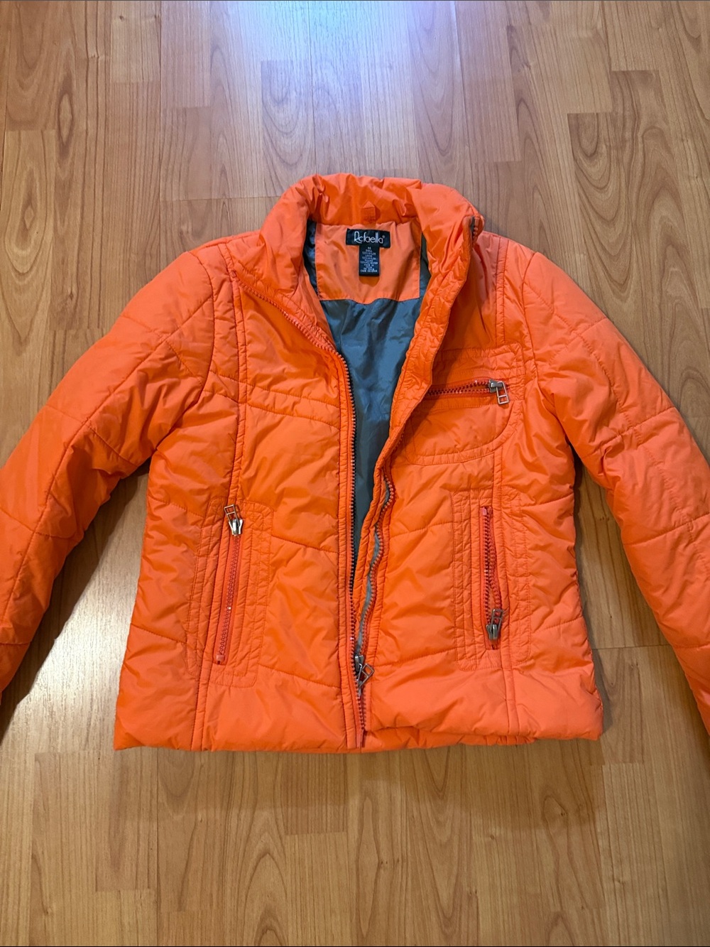 Rafaella Bright Orange Quilted Puffer Jacket for Women